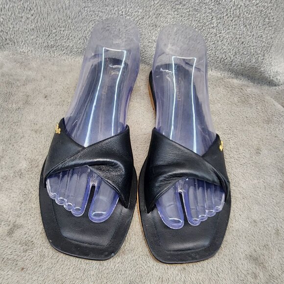 Brunomagli Shoes Womens Size 8.5 Black Leather Slip On Sandals *GUC* - Picture 4 of 12